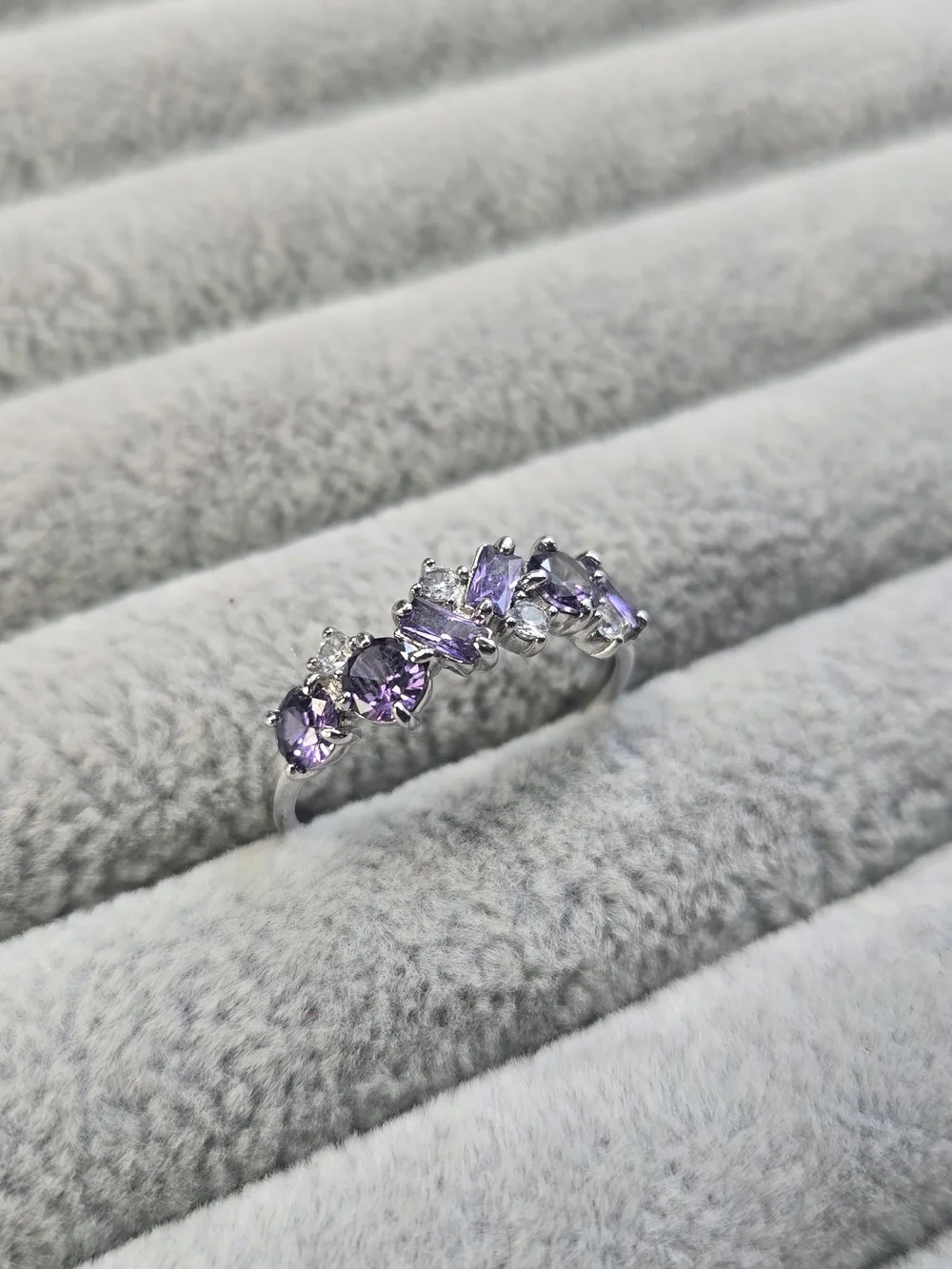 Size 8 925 Sterling Silver Amethyst Bomb Party Ring